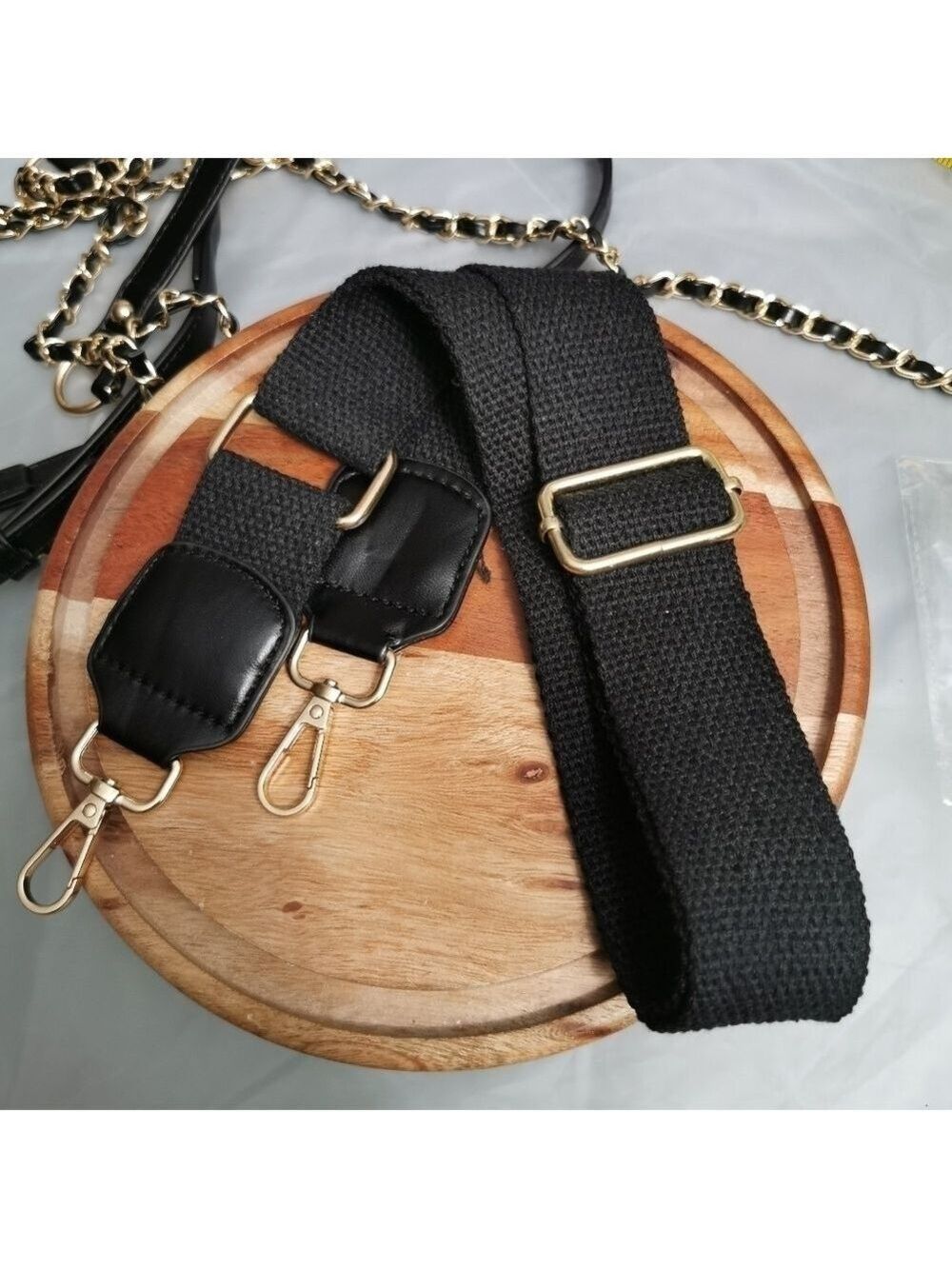 Black fabric long shoulder Bag strap
